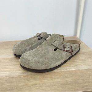 Birkenstock Light Brown Suede Leather Clogs